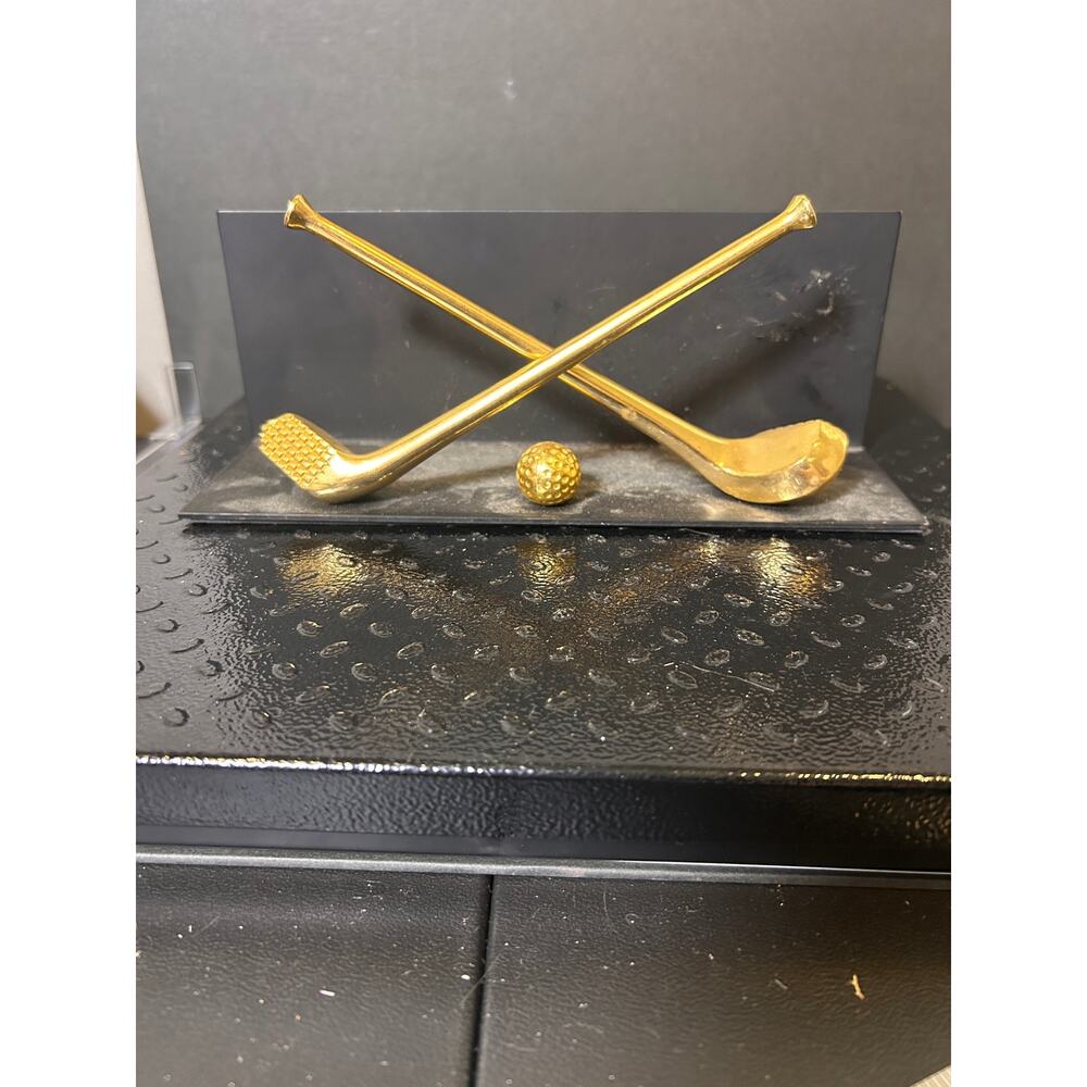 vintage brass golf letter or envelope holder
